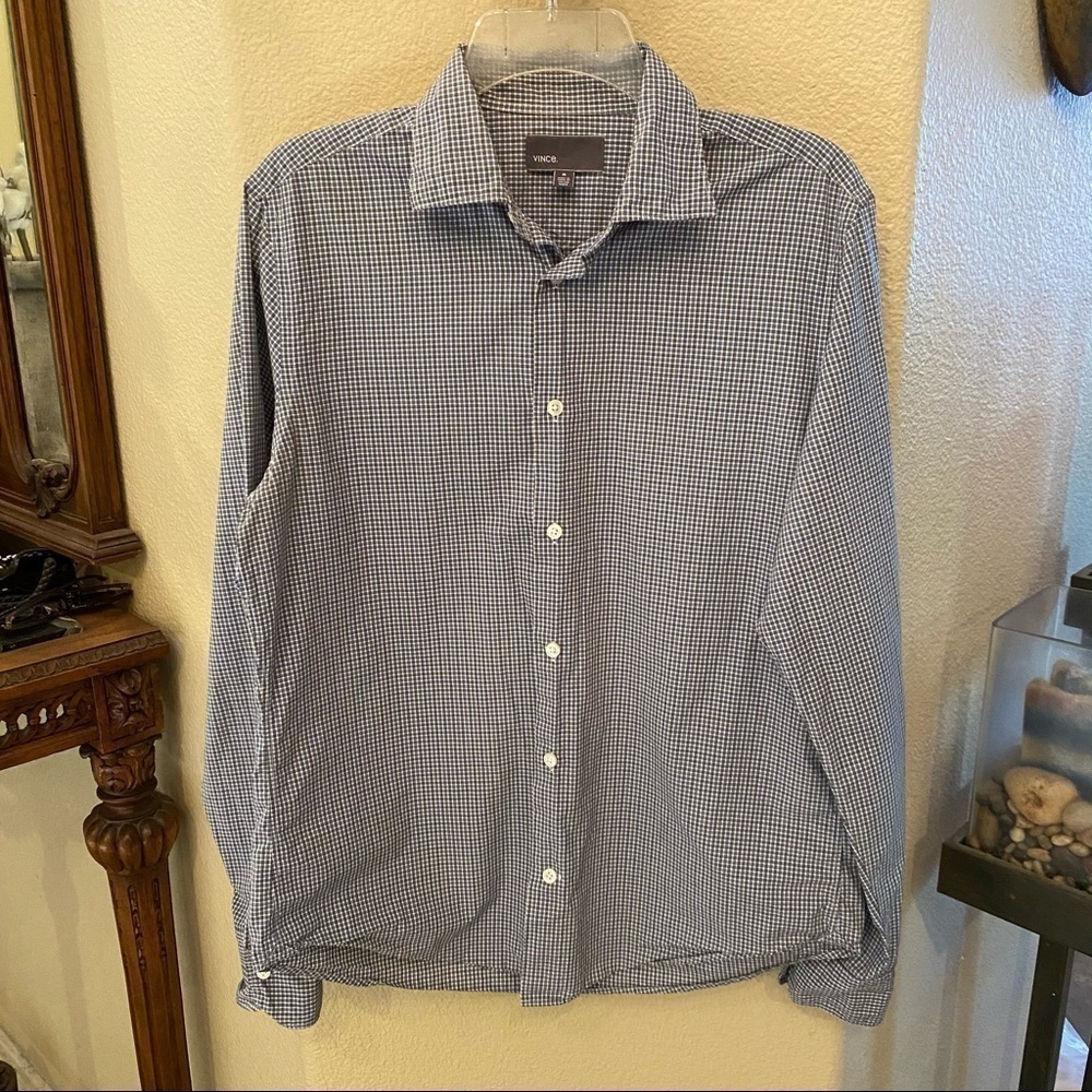VINCE Men Buttoned Down Shirt-Medium-Fits Small